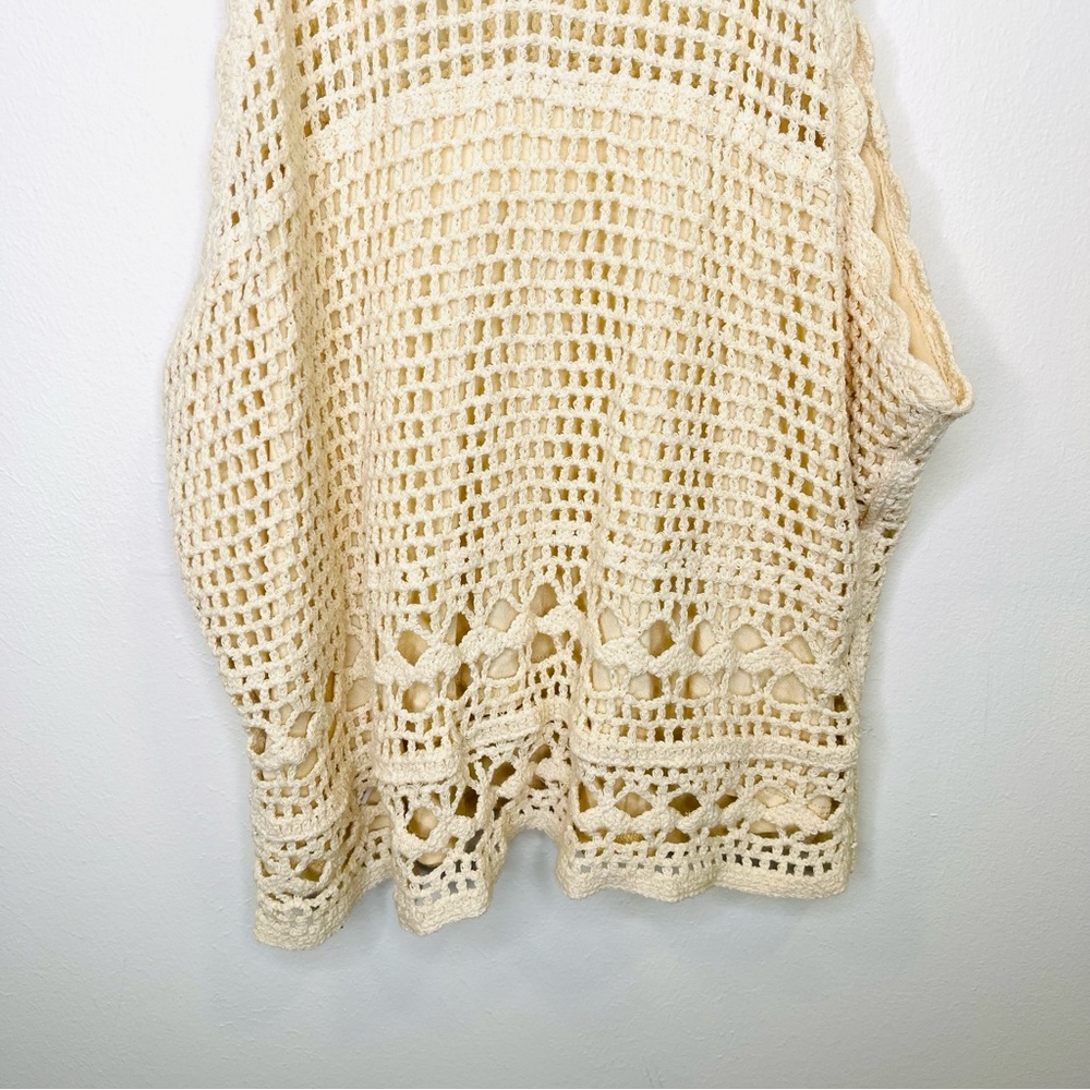 Anthropologie Crochet Halter Sweater Tank Top Cream Color Size Medium - Picture 9 of 12